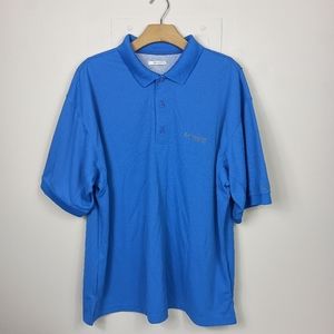 Columbia Mens Fishing Shirt Large Blue Relaxed Fit Vented Perfect Cast Polo UPF